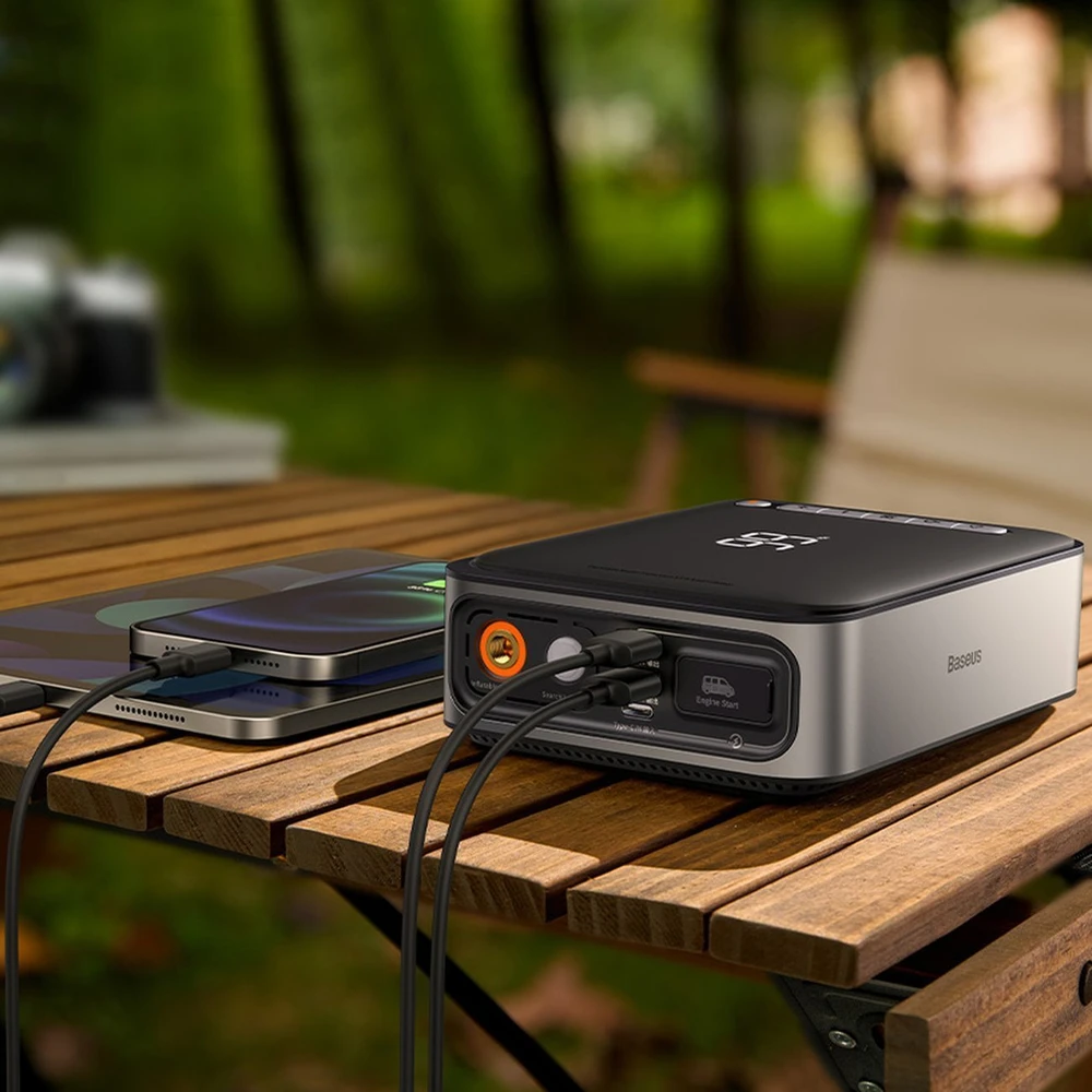 Išorinis akumuliatorius/starteris + kompresorius 2in1 Baseus Super Energy automobilinis Jump Starter, 8000mAh, 1000A USB - juodas