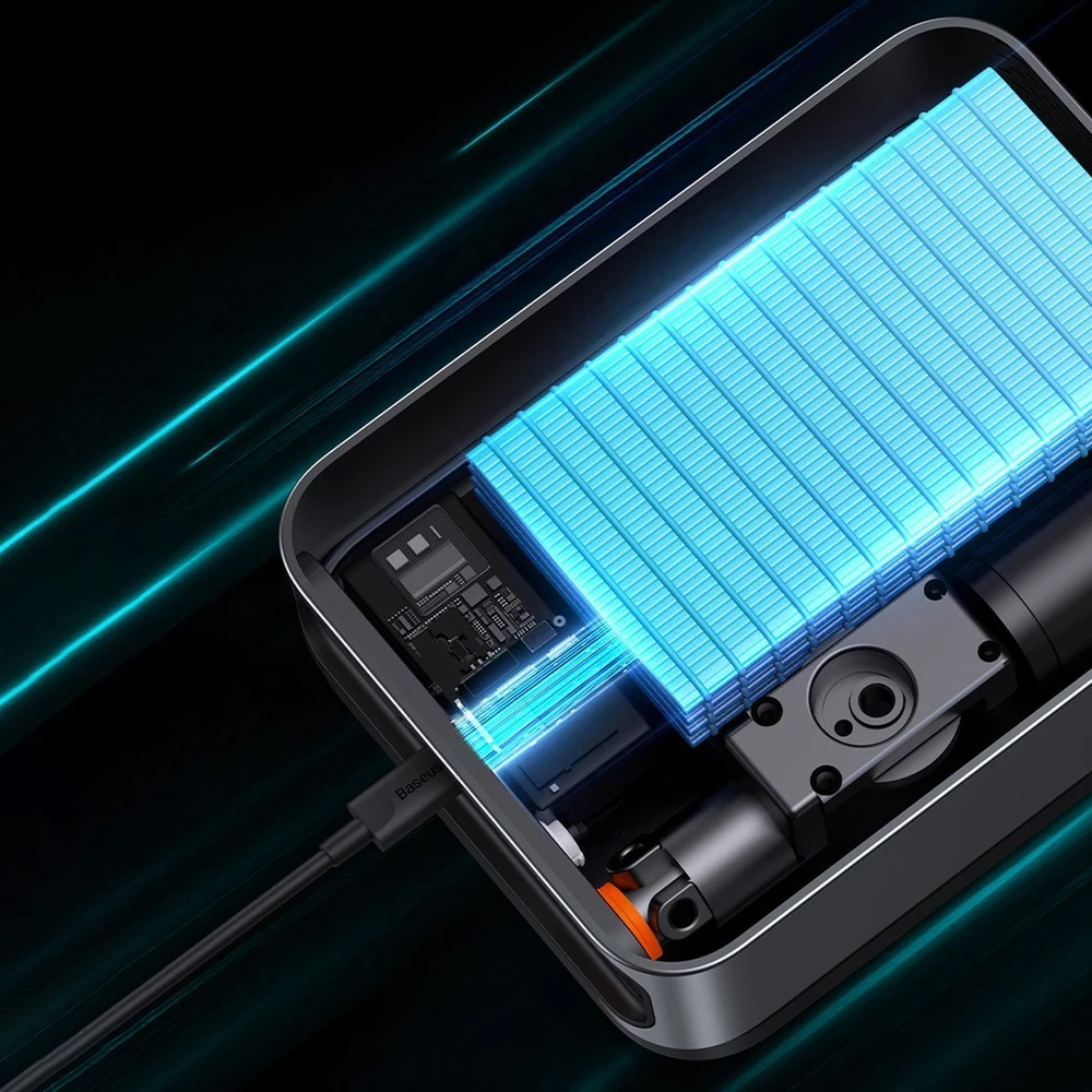 Išorinis akumuliatorius/starteris + kompresorius 2in1 Baseus Super Energy automobilinis Jump Starter, 8000mAh, 1000A USB - juodas