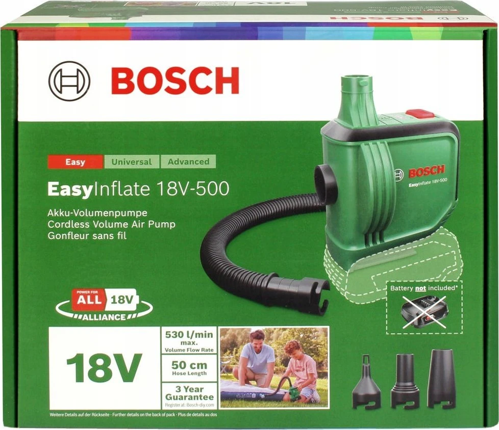 Tik Bosch EasyInflate 18V-500 Akumulatorinis auksinis siurblys