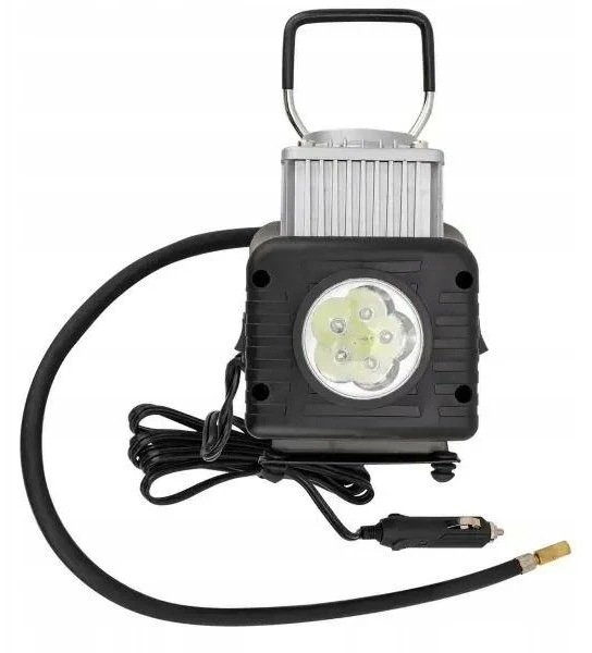 kompresorius automobilinis Forcekraft kompresorius automobilinis podwójny tłok kompresora (65l/min, 3 antgaliai, LED) 12V su lagaminu