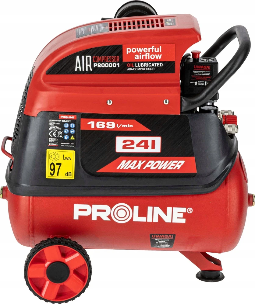 Tepalo kompresorius 24l, 1500w/2hp, 8bar, 169l/min proline