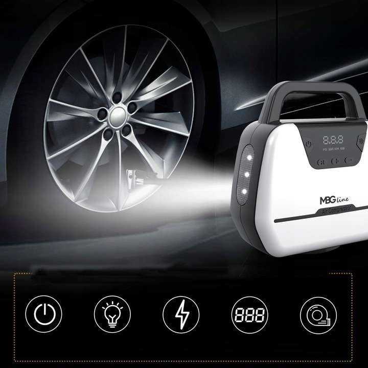 Kompresorius automobilinis Mbg Line 12V / 230V LED siurblys su LCD ekranu