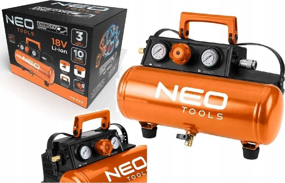 Neo „Energy+“ 18 V akumuliatorinis kompresorius, 8 barai, 3,8 l, be akumuliatoriaus