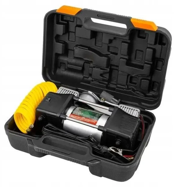 kompresorius automobilinis Rockforce kompresorius automobilinis, kompresorius dwutłokowy (65l/min, 3 antgaliai, LED) 12V su lagaminu