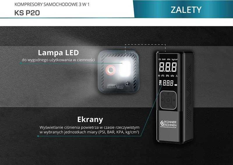 Konner & Sohnen Belaidis Kompresorius - KÖNNER&SÖHNEN KS P20 3-in-1 Juodas