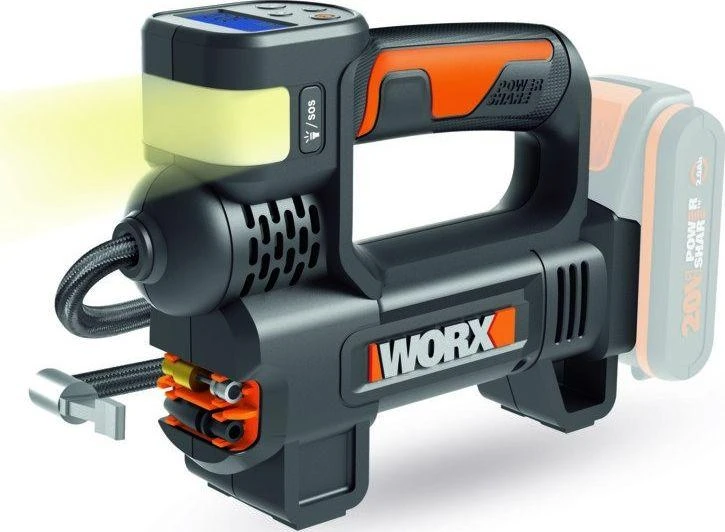 WORX akumuliatorinė daugiafunkcė oro pompa WX092.9, 10 bar, LED, be akumuliatoriaus