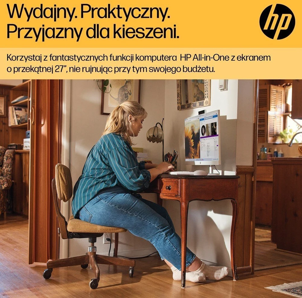 Hewlett Packard (HP) Stacionarus Kompiuteris - HP 27-cr0222nw | Ryzen 7 7730U | 16 GB | 512 GB SSD | 27" Full HD | Wi-Fi 6 | Win11 | Balta