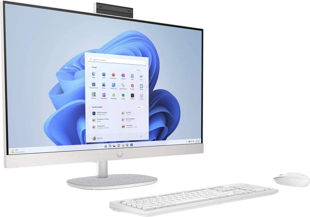 Hewlett Packard (HP) HP 27-cr0222nw AMD Ryzen™ 7 7730U 68,6 cm (27") 1920 x 1080 pikselių „viskas viename“ asmeninis kompiuteris 16 GB DDR4-SDRAM 512 GB SSD „Windows 11 Home“ „Wi-Fi 6“ (802.11ax) Baltas