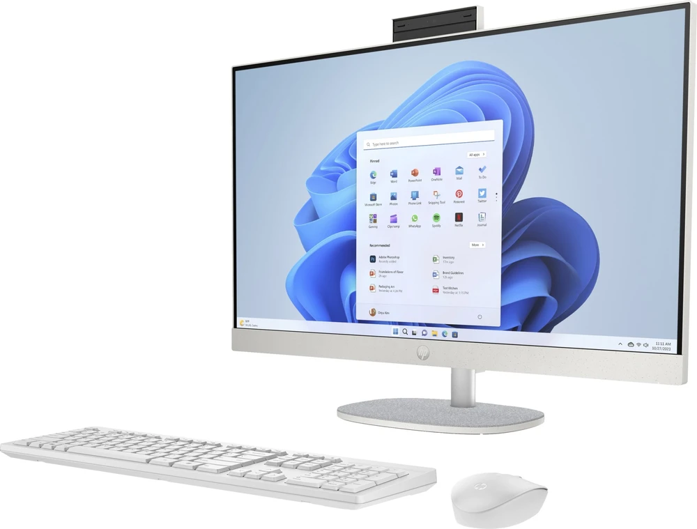 Hewlett Packard (HP) HP 27-cr0222nw AMD Ryzen™ 7 7730U 68,6 cm (27") 1920 x 1080 pikselių „viskas viename“ asmeninis kompiuteris 16 GB DDR4-SDRAM 512 GB SSD „Windows 11 Home“ „Wi-Fi 6“ (802.11ax) Baltas