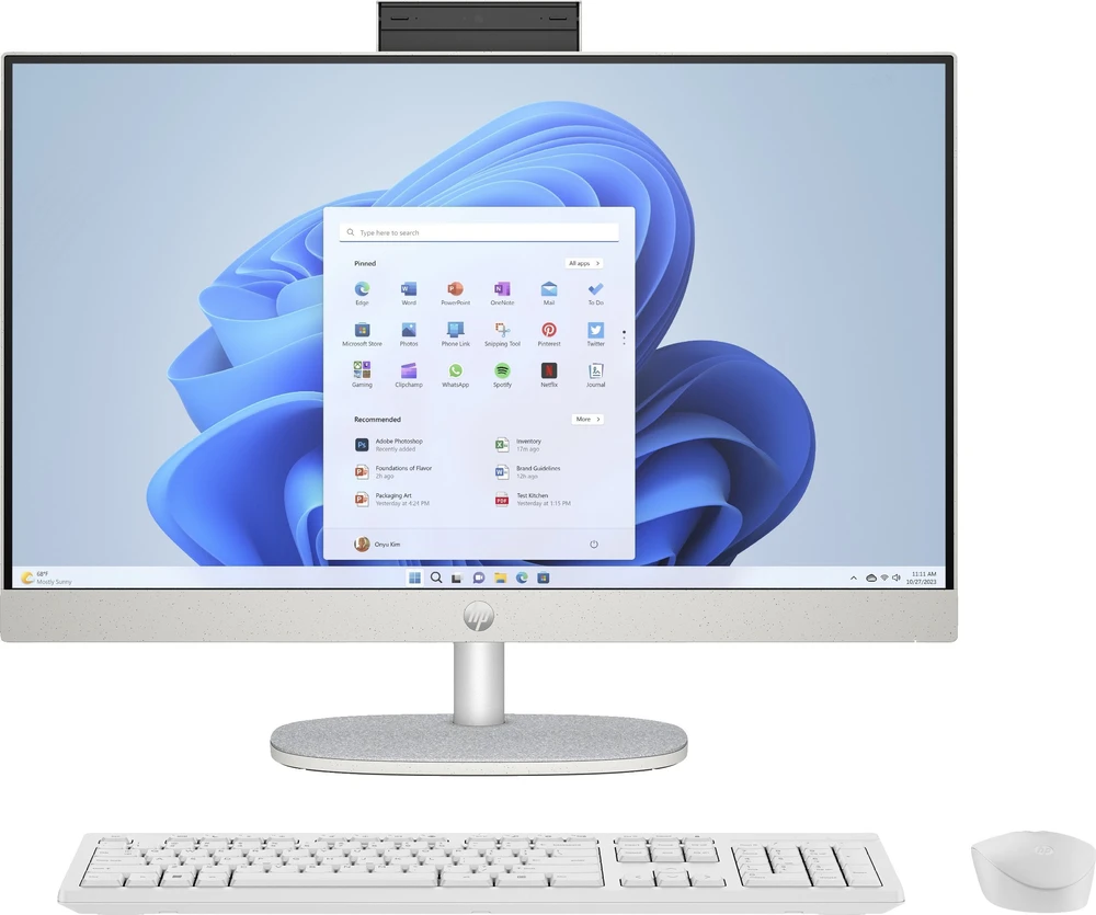 Stacionarus kompiuteris Hewlett Packard (HP) HP 24-cr0332nw AMD Ryzen™ 7 7730U 60,5 cm (23,8 colio) 1920 x 1080 pikselių „viskas viename“ asmeninis kompiuteris 16 GB DDR4-SDRAM 512 GB SSD „Windows 11 Home“ „Wi-Fi 6“ (802.11ax) Baltas