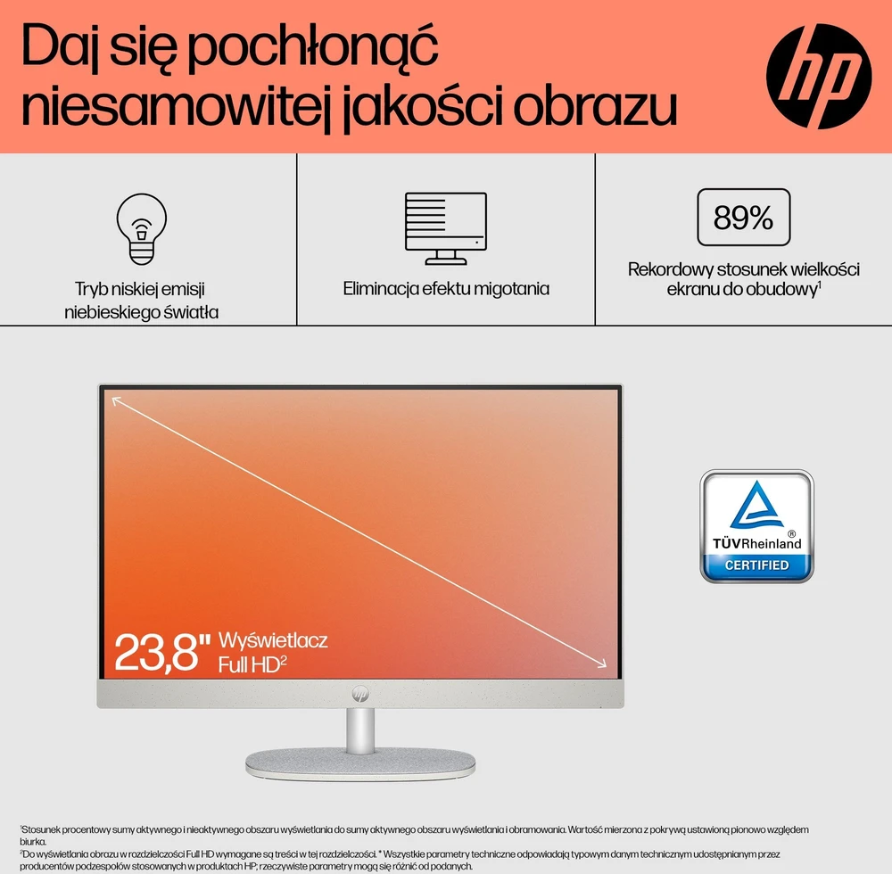 Stacionarus kompiuteris Hewlett Packard (HP) HP 24-cr0332nw AMD Ryzen™ 7 7730U 60,5 cm (23,8 colio) 1920 x 1080 pikselių „viskas viename“ asmeninis kompiuteris 16 GB DDR4-SDRAM 512 GB SSD „Windows 11 Home“ „Wi-Fi 6“ (802.11ax) Baltas