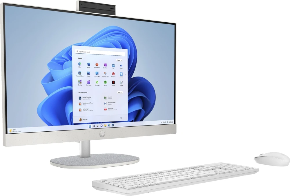 Stacionarus kompiuteris Hewlett Packard (HP) HP 24-cr0332nw AMD Ryzen™ 7 7730U 60,5 cm (23,8 colio) 1920 x 1080 pikselių „viskas viename“ asmeninis kompiuteris 16 GB DDR4-SDRAM 512 GB SSD „Windows 11 Home“ „Wi-Fi 6“ (802.11ax) Baltas