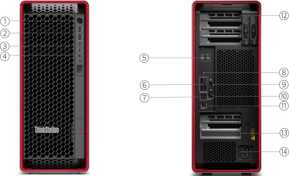 Stacionarus kompiuteris Kompiuteris Lenovo ThinkStation P8 30HH - Tower - 1 x Ryzen ThreadRipper PRO 9965WX / 4 GHz - AMD PRO - RAM 128 GB - SSD 1 TB - TCG Opal Encryption, NVME, Performance - be grafikos - 1GbE, 10GbE - Win 11 Pro - Monitorius: nėra - Klaviatūra: vokiška - TopS (30