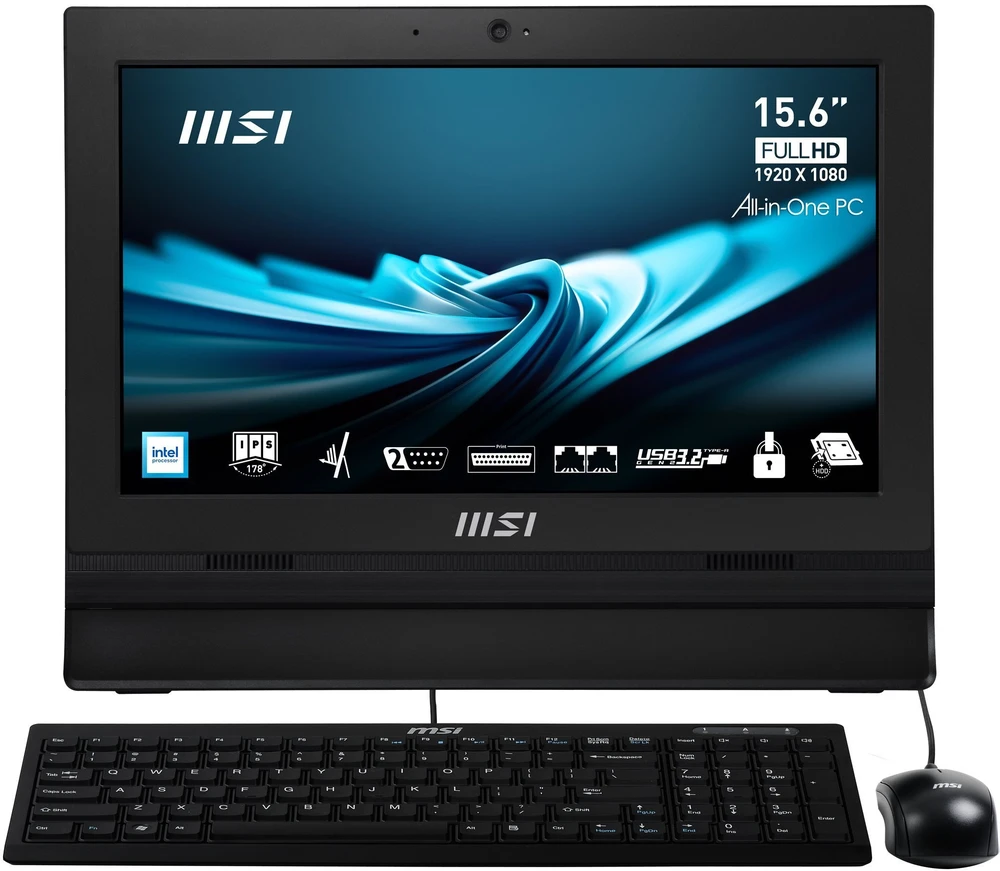 Stacionarus kompiuteris All-in-one MSI PRO AP162T ADL-042XEU Intel N100 / 8GB / 256GB SSD / 15.6″ FHD / NoOS / juodas