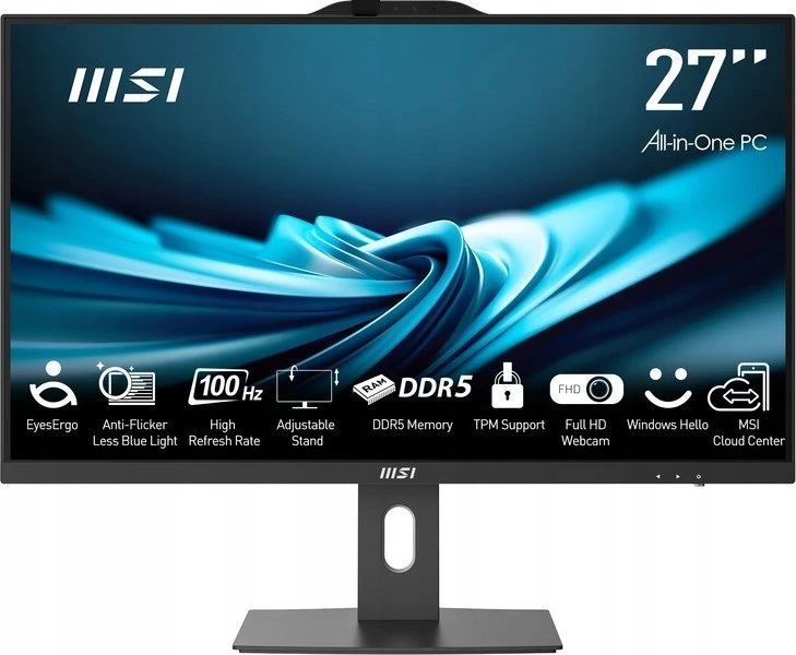 Stacionarus kompiuteris MSI PRO AP272P 14M-495EU Intel Core i7-14700 27inch FHD 2x8GB 1TB M.2 PCIe UMA 802.11 AX + BT 5.3 W11P Juodas