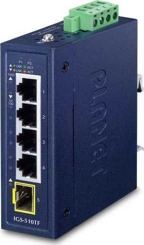Šakotuvas PLANET IGS-510TF komutatorius bevielis Gigabit Ethernet (10/100/1000) Mėlyna