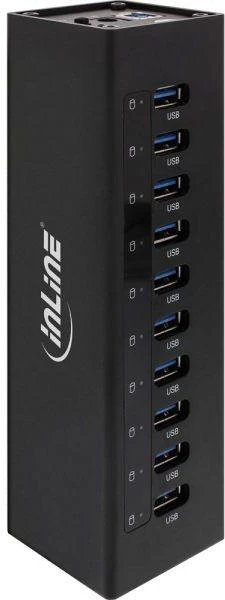 Juodas 10 prievadų InLine USB 3.0 šakotuvas