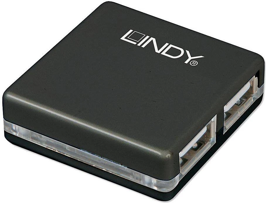 Kvadratinis Lindy 4 prievadų USB 2.0 šakotuvas