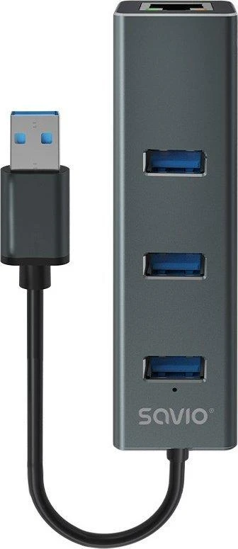 Savio AK-57 pilkas USB šakotuvas su tinklo jungtimi