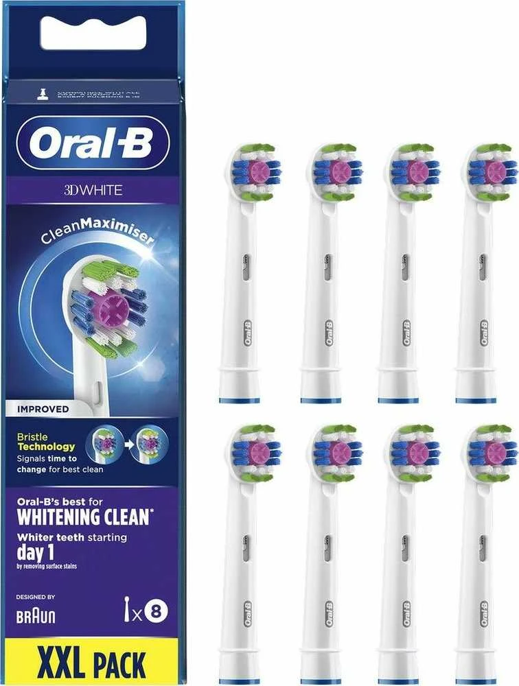 Oral-B šepetėlių galvutės 3D White, 8 vienetų pakuotė