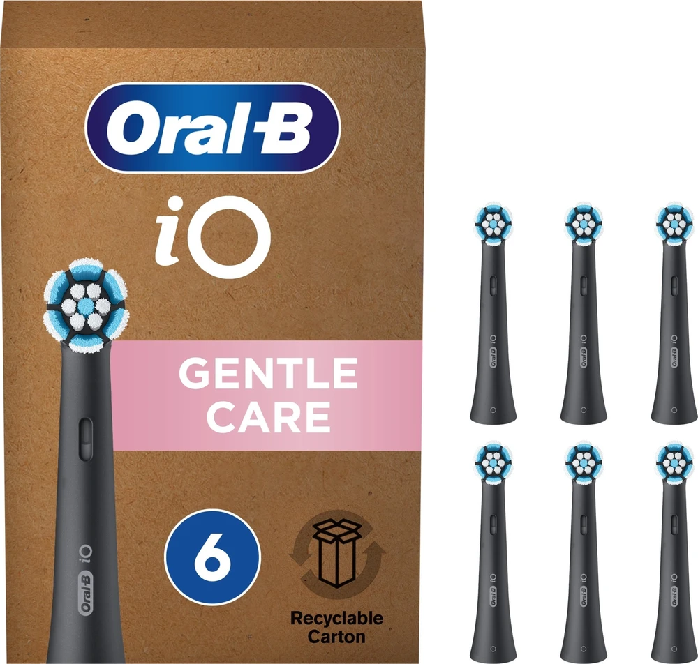 Końcówka Oral-B iO Gentle Care, Juodas, 6 vnt.