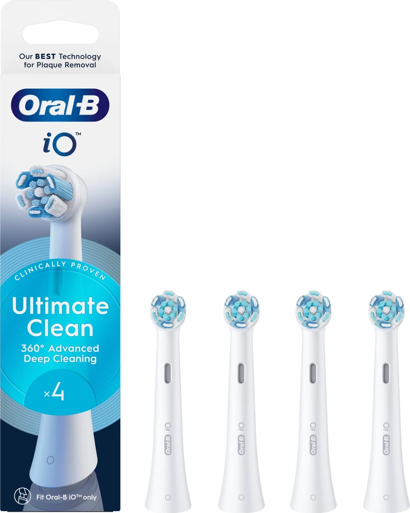 BRAUN iO RB CWF-4 Ultimate Clean Baltas 4ct antgaliai dantų šepetėliui