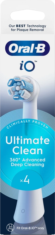 BRAUN iO RB CWF-4 Ultimate Clean Baltas 4ct antgaliai dantų šepetėliui