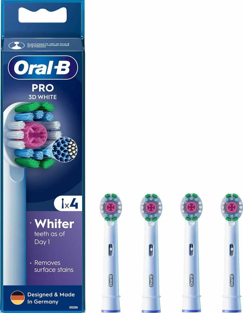 Braun Oral-B EB18-4 3D Baltas Pro Dantų Šepetėlio Galvutės, 4 Vnt.