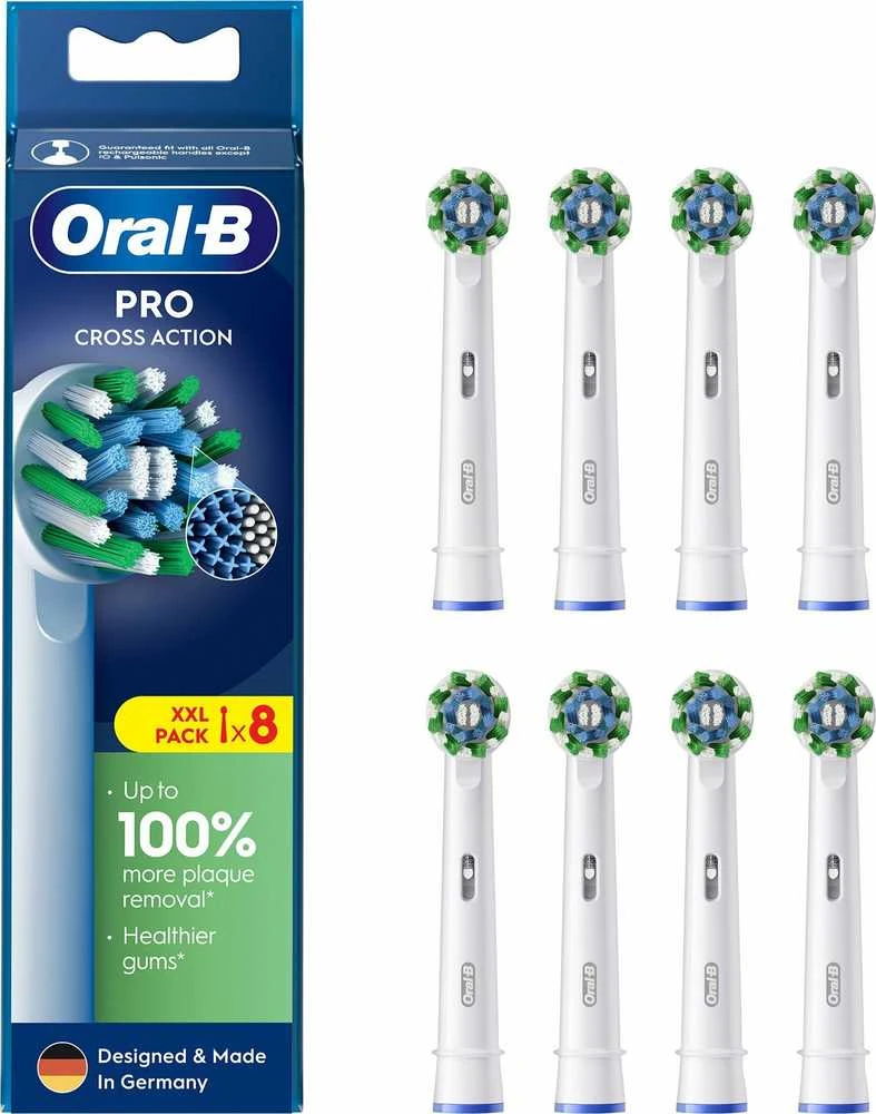 Braun Oral-B EB50-8 Cross Action Pro Dantų Šepetėlio Galvutės, 8 Vnt.