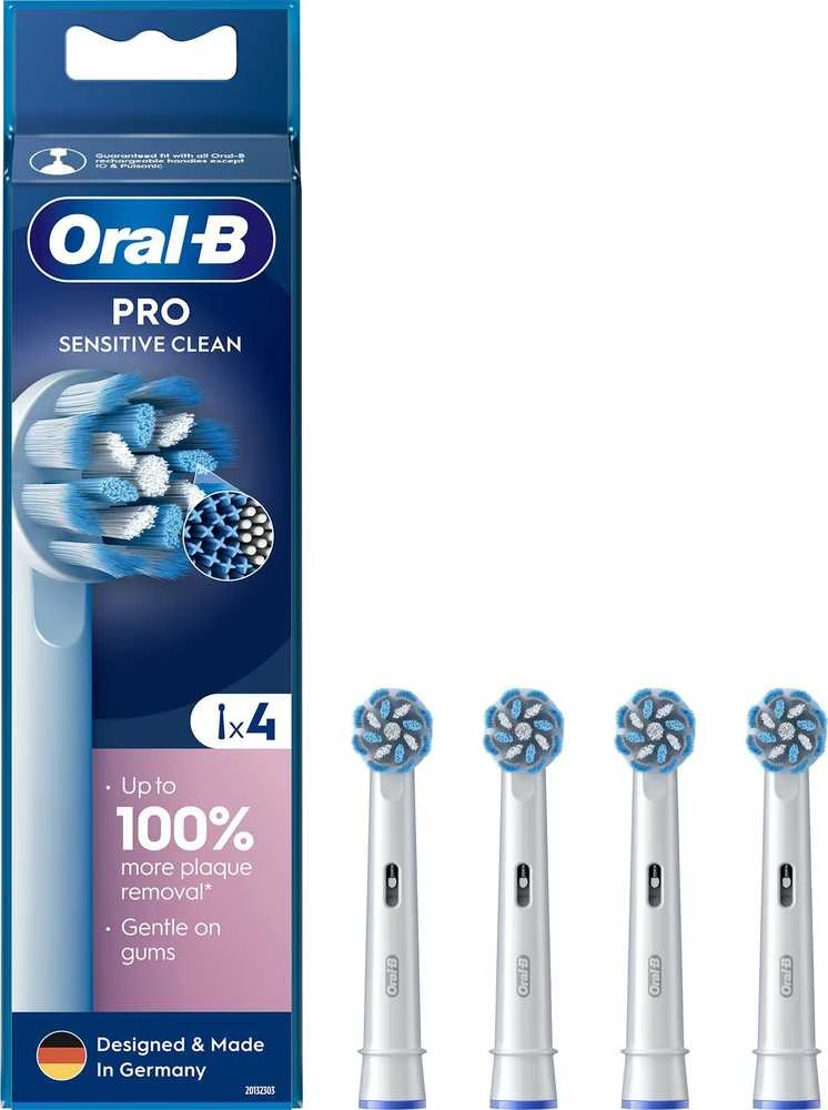 Braun Oral-B EB60-4 Jautrus Clean Pro Dantų Šepetėlio Galvutės, 4 Vnt.