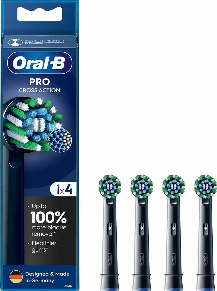 Braun Oral-B EB50-4 Cross Action Pro Juodas Dantų Šepetėlio Galvutės, 4 Vnt.