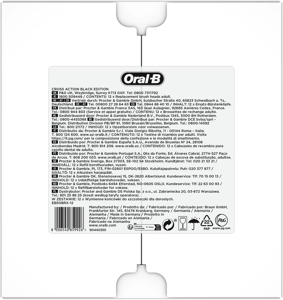 Dantų pūstuvai „Oral-B Pro CrossAction“ 12 vnt. pakuotė be jokių rūpesčių