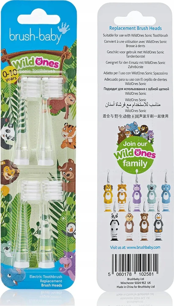 Brush-Baby Sonic dantų šepetėlio antgaliai, 4 vnt. pakuotė