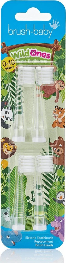 Brush-Baby -Baby -Baby WildOnes sonic dantų šepetėlių galvutės 0-10l 4 vnt.