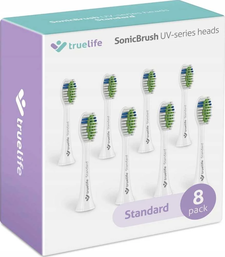„TrueLife SonicBrush“ UV galvutės, baltos standartinės 8 pakuotės
