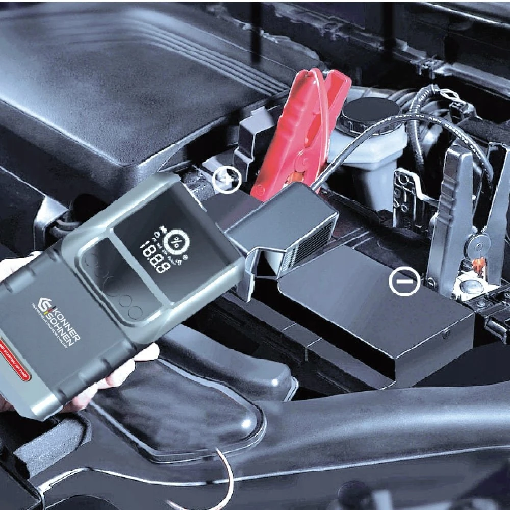 Konner & Sohnen KÖNNER&SÖHNEN Automobilio akumuliatoriaus paleidėjas (booster) / Išorinė baterija (powerbank)/ Kompresorius 1300A, KS JSP-1300