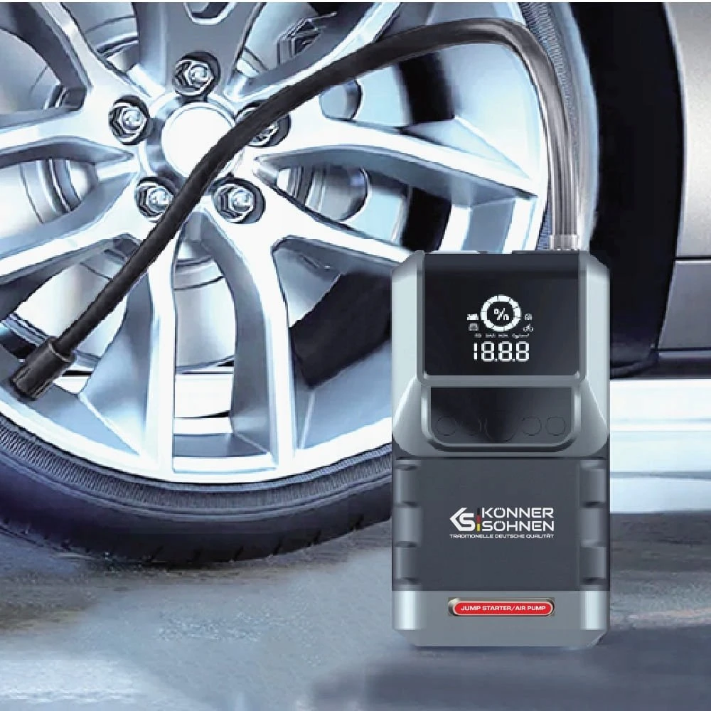 Konner & Sohnen KÖNNER&SÖHNEN Automobilio akumuliatoriaus paleidėjas (booster) / Išorinė baterija (powerbank)/ Kompresorius 1300A, KS JSP-1300