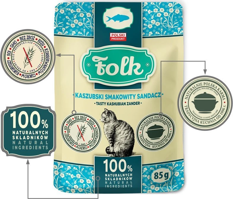 FOLK Tasty Kashubian zander – šlapias kačių maistas – 85g