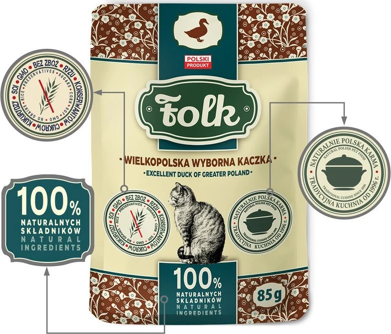 FOLK Excelent duck of Greater Poland – šlapias kačių maistas – 85g