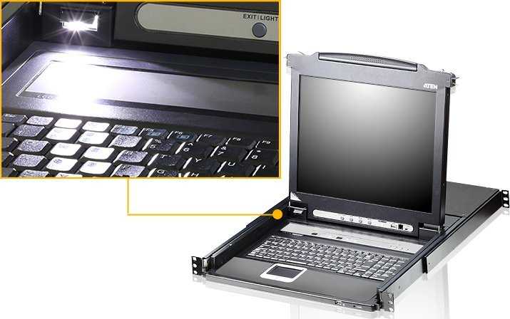 ATEN CL5716N-ATA-AG ATEN KVM 16 prievadų LCD 19 + klaviatūra + jutiklinė plokštė USB-PS/2