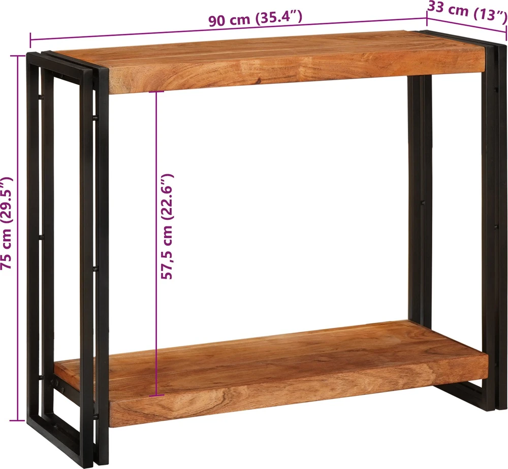 Konsolinis stalas Ruda 90 x 33 x 75 cm Kietos akacijos mediena