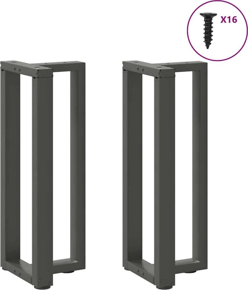 Konsolinio stalo kojos, T formos, 2 vnt., antracito spalvos, 25x28x(72-73) cm, plienas