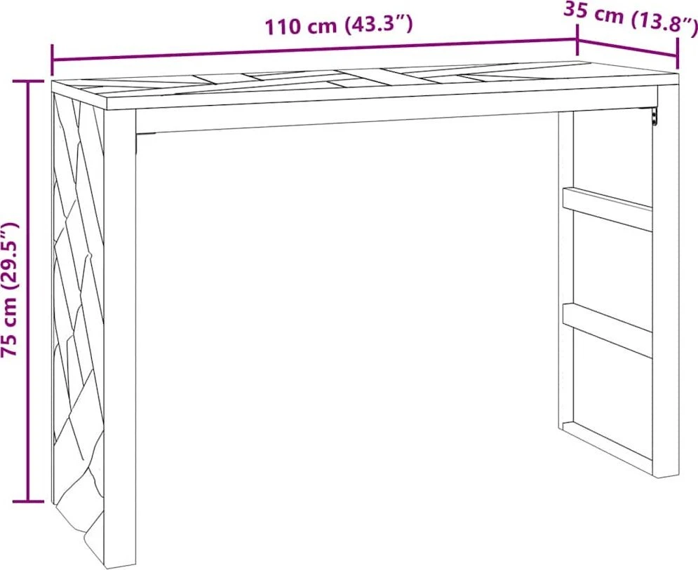 konsolinis stalas 110x35x75 cm medžio masyvo tiko