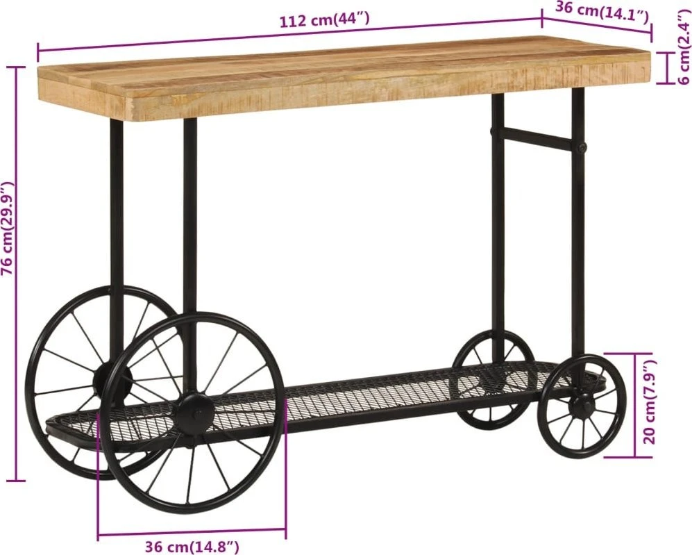 konsolinis stalas 112x36x76 cm medžio masyvo mango ir geležies