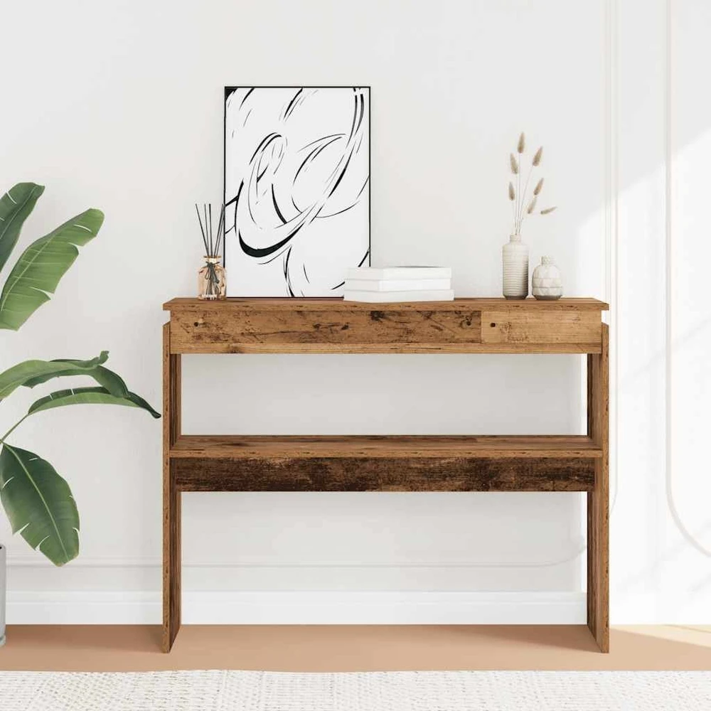 konsolinis stalas Senas medis 102x30x80 cm Inžinierinė mediena