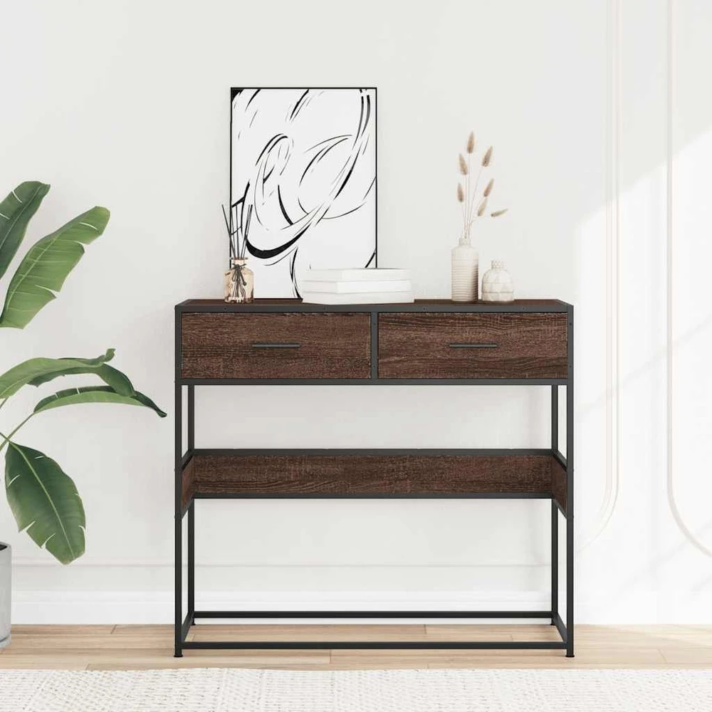 Konsolinis staliukas, rudas ąžuolo, 90x35x80cm, mediena