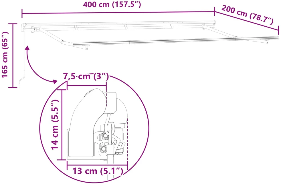 Markizės rėmas Antracito 4 x 2 m Metalas