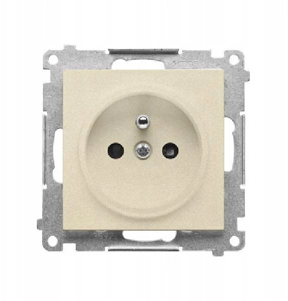 Kontakt Simon TGZ1CZ.01/144 Simon 55 Viengubas lizdas su įžeminimu ir sklendėmis (modulis) 16 A 250 V, greitos jungtys Šampano spalvos matinė TGZ1CZ.01/144