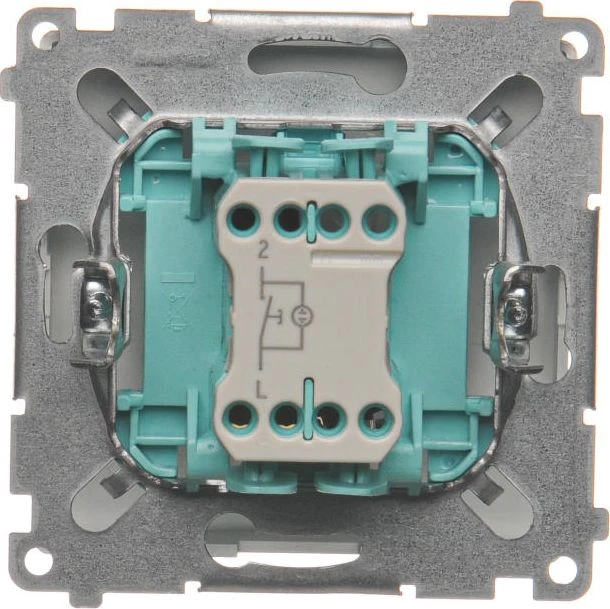 Kontakt-Simon Bell mygtukas Simon Basic single su vidiniu apšvietimu 10AX 250V sidabro kilimėlis (BMD1L.01 / 43)