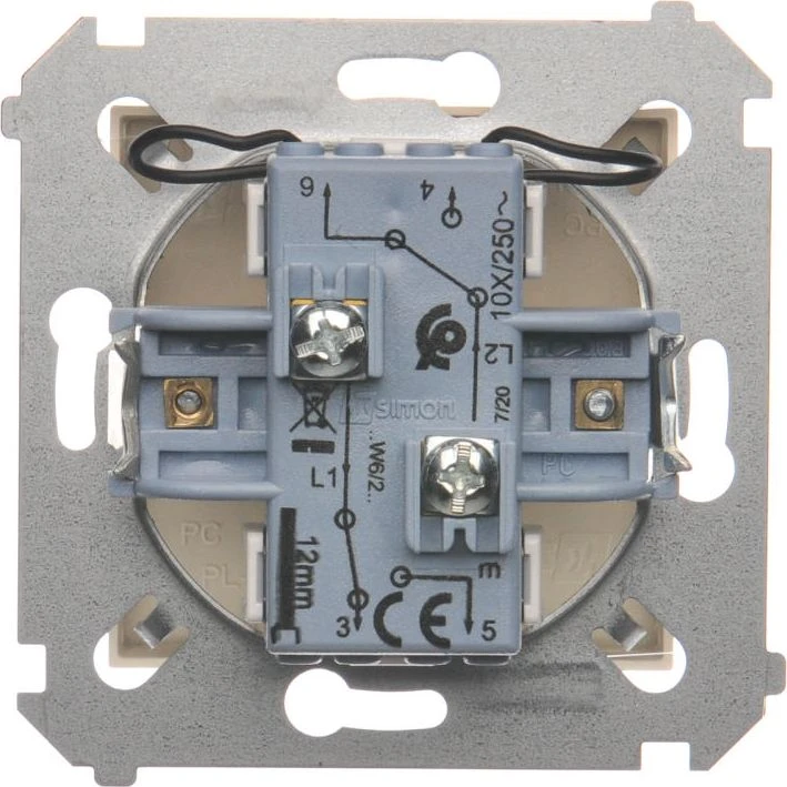 Kontakt-Simon Double LED laiptų jungiklis 10AX 250V kreminiai varžtiniai gnybtai (DW6/2L.01/41)